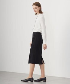 ICB L 【UVケア・速乾・洗える】BackSatinAmunzen バンドカラーブラウス