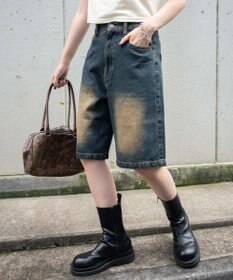 WEGO 【新色追加】ヴィンテージウォッシュデニムハーフパンツ