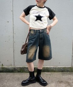 WEGO 【新色追加】ヴィンテージウォッシュデニムハーフパンツ