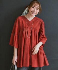23区 コットンボイル チュニックブラウス オールドローズ系