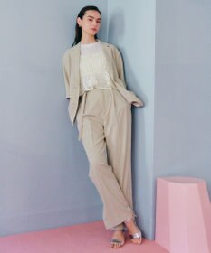 YECCA VECCA ベルト付きタックストレートパンツ