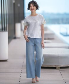 J.PRESS LADIES L 【一枚で着映え・シーンレスに活躍】コットンスムース レースデザイン カットソー