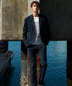 JOSEPH ABBOUD 【清涼感/ストレッチ/洗える】クールスキン ボーダーT ニット