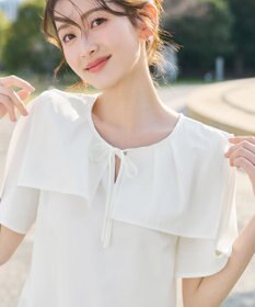 Tiaclasse L スクエアカラーフレアスリーブブラウス