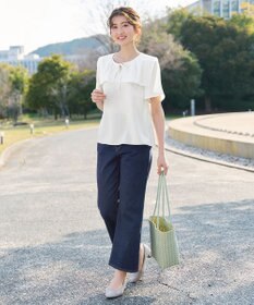 Tiaclasse L スクエアカラーフレアスリーブブラウス