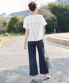 Tiaclasse L スクエアカラーフレアスリーブブラウス