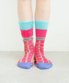 COQ BLOCK FLAG チェック リバーシブルファーソックス