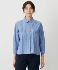 J.PRESS LADIES ストライプジャージー シャツライク カットソー
