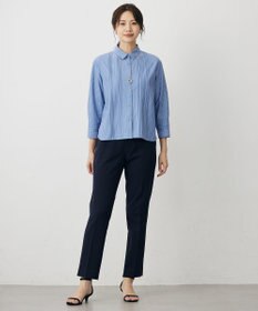 J.PRESS LADIES ストライプジャージー シャツライク カットソー