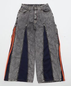 WEGO 【ユニセックス着用ITEM】ジャージドッキングZIPデニムパンツ