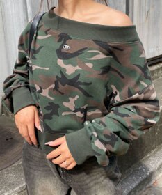 WEGO ワンポイントオフショルスウェット