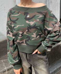 WEGO ワンポイントオフショルスウェット