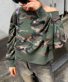 WEGO ワンポイントオフショルスウェット