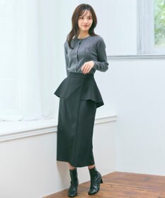 Feroux ケーブル編み×リボン刺繍 ニット カーディガン