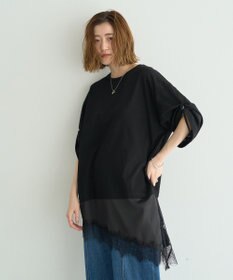 YECCA VECCA ドロストスリーブヘムレースTee