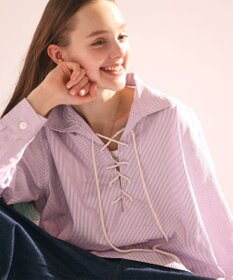 LENO SKIPPER SHIRTS CANDY STRIPE / スキッパーブラウス