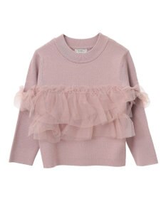 earth music&ecology 胸元チュールドッキングニットプルオーバー