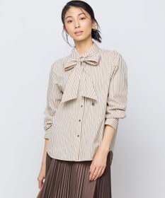 組曲 L 【ボウタイ付き】コンパクトシャーティング ストライプシャツ