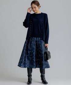 組曲 スターリットプリント タックフレアスカート