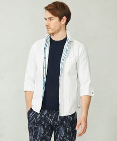 JOSEPH ABBOUD 【1枚で2通りの着こなし】オーガニックコットンリバーシブル 七分袖シャツ