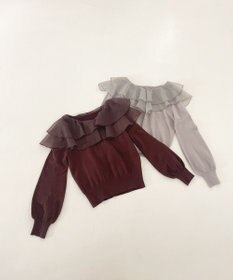 Feroux 【洗える】ラッフルコンビ ニット