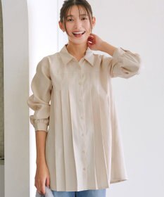 Tiaclasse L ピーチスキンプリーツシャツチュニック