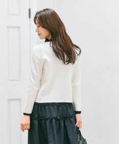 Feroux バイカラーリボンニット カーディガン