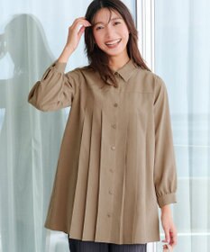 Tiaclasse 【洗える】ピーチスキンプリーツシャツチュニック