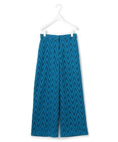 ICB 【洗える】 ヘリンボーンエンブロイダリー ワイドストレートパンツ