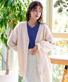 Tiaclasse 【洗える】袖先フリルミドル丈カーディガン