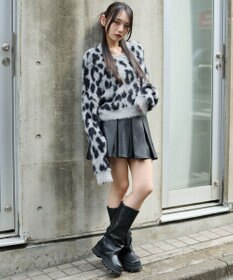 WEGO レオパードシャギーショートニット