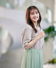 Tiaclasse 【セットアップ可・洗える】麻調リボン袖ブラウス