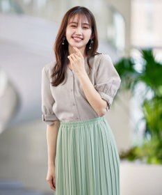 Tiaclasse 【セットアップ可・洗える】麻調リボン袖ブラウス