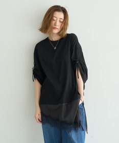 YECCA VECCA ドロストスリーブヘムレースTee