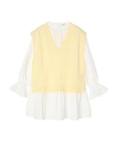 earth music&ecology ＳＥＴ２点Ｖネックベスト＋スタンドカラーチュニック