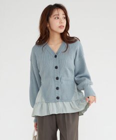 Feroux 【洗える】ペプラム カーディガン