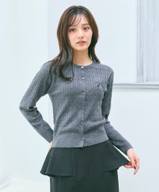 Feroux ケーブル編み×リボン刺繍 ニット カーディガン