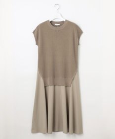 自由区 S 【カタログ掲載・洗える】ハイツイストコットンアセテート異素材コンビ ワンピース