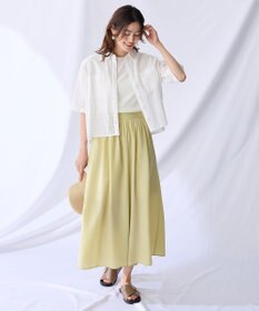 ANY L 【洗濯機可/ウエストゴム/UVケア】スパンボイル撥水スカートパンツ