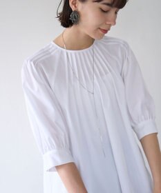 UNFILO イージーケア ピンタックブラウス