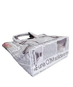 +RING 傘生地を使用した撥水ミニトートバッグ S NEWS-PAPER SR412