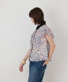 GRACE CONTINENTAL フラワープリントラッフルフリルブラウス