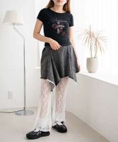 WEGO 【ウエストゴム】イレヘムデニムミニスカート