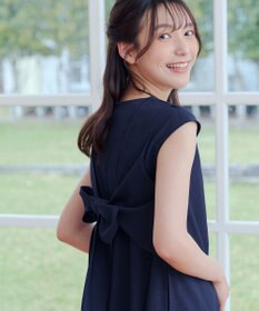 Tiaclasse L 【2WAY・洗える】ウエストリボンフレンチスリーブマキシワンピース