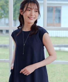 Tiaclasse L 【2WAY・洗える】ウエストリボンフレンチスリーブマキシワンピース