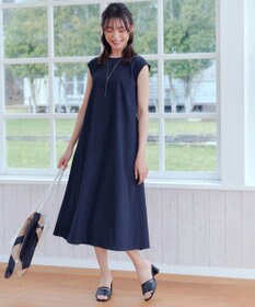 Tiaclasse L 【2WAY・洗える】ウエストリボンフレンチスリーブマキシワンピース