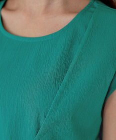 Tiaclasse L 【2WAY・洗える】ウエストリボンフレンチスリーブマキシワンピース