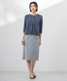 J.PRESS LADIES 【洗える】ランダムストライプ シアー プルオーバー カットソー