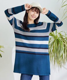 Tiaclasse 【洗える】マルチボーダーニットチュニック
