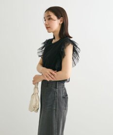 Green Parks ・swing by チュールレイヤーノースリーブニット